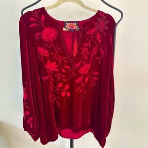 Johnny Was Scarlet Velvet Top Large